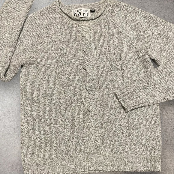 Vintage Keren Hart Chunky Cable Knit Crew Neck Sweater - Picture 2 of 8
